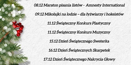 Grudniowe kalendarium Naszej Szkoły