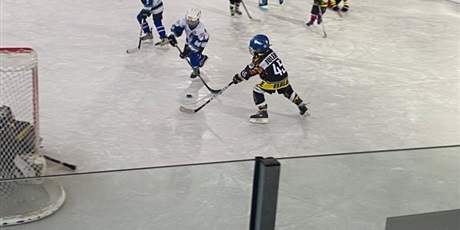 Powiększ grafikę: Dzieci grają w mini hokeja na lodzie
